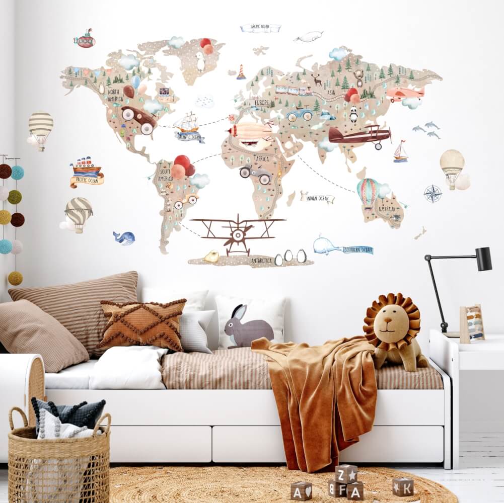 Carte du monde dans les tons de marron pour les aventuriers en herbe