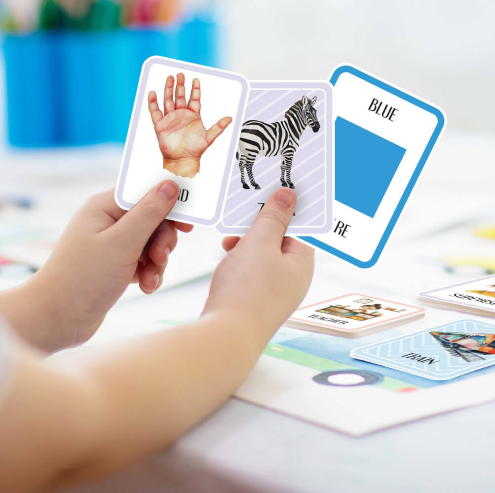 Cartes Montessori XXL pour enfants - 155 cartes avec mots en anglais