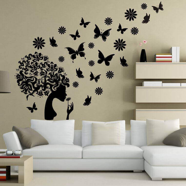 Sticker mural - Fleurs sur mur