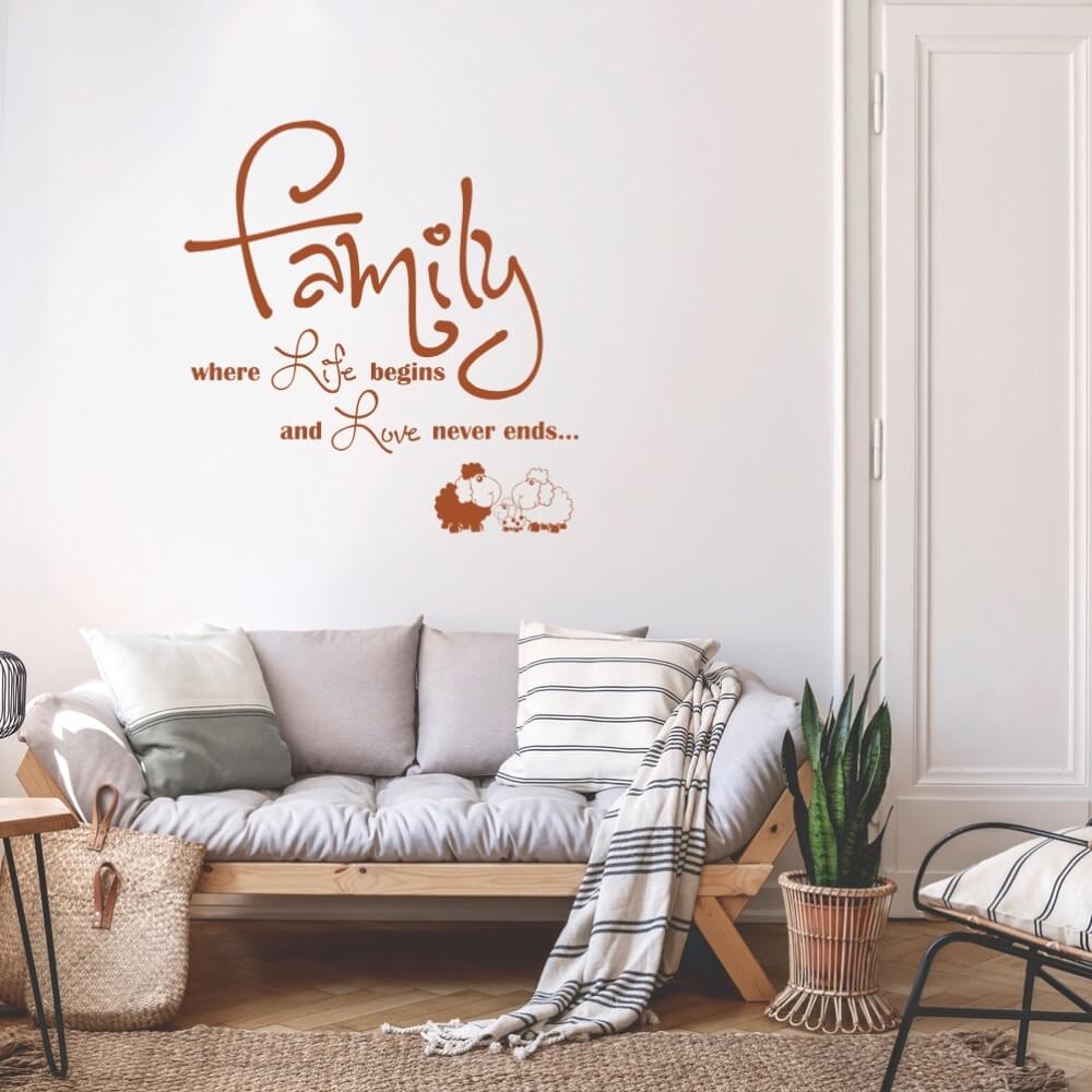 Sticker mural pour la famille avec effet mat – Déco INSPIO idéale