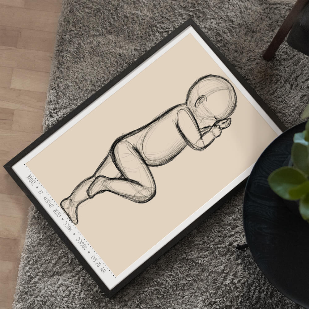 Photo en taille réelle pour la naissance du bébé - 60x40cm